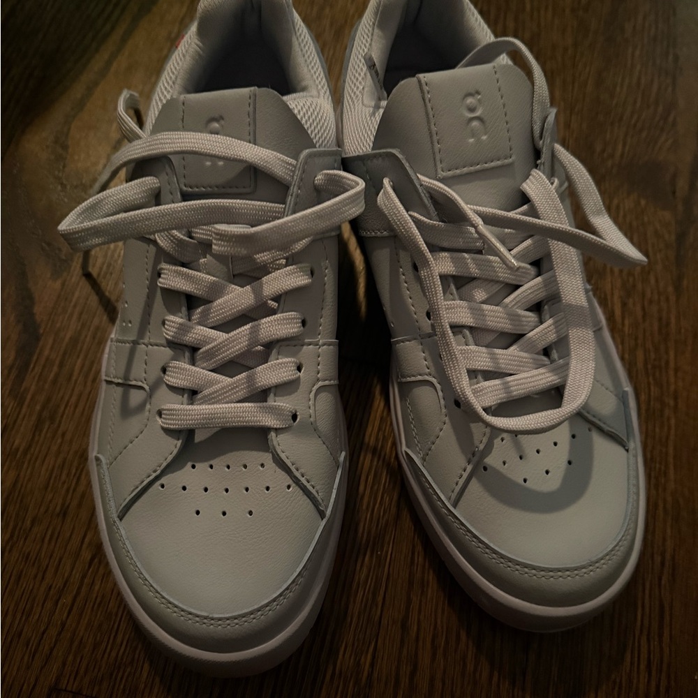 On Running Gray Athletic Shoes with Lace-Up Design - new without the